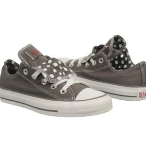 Converse All Star Gray Shoe Double Tongue Polka Dot
